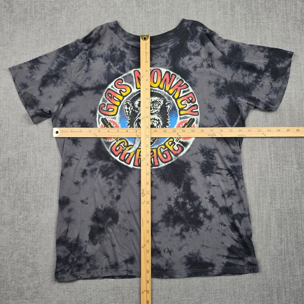 Gas Monkey Garage Shirt Mens Large Black Grey Tie Dye Graphic Tee Hot Rod Biker - Picture 4 of 4